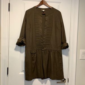J. Crew Moss Green Wool Drop Waist Dress Size 12
